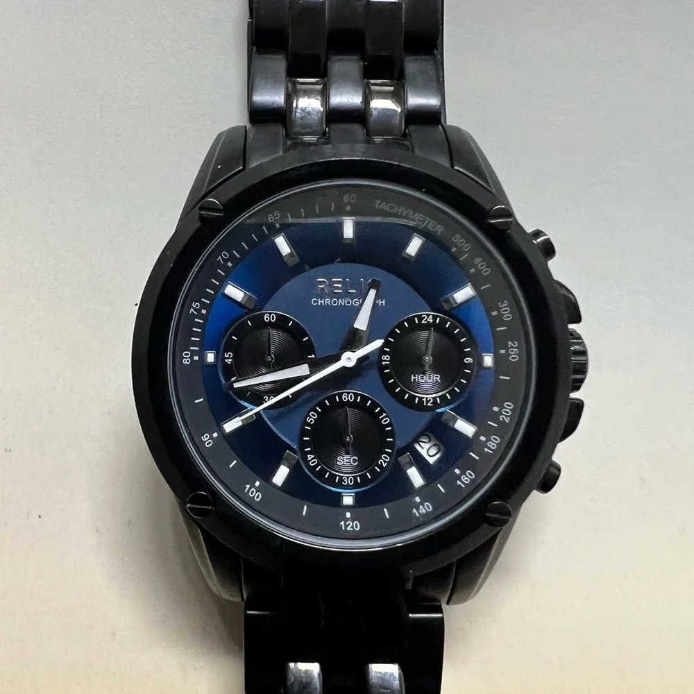Relic Black and Blue Chronograph Timepiece